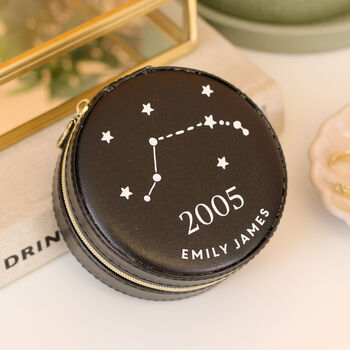 Personalised Date Star Sign Jewellery Travel Case, 3 of 8