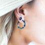 Blue And Green Tortoise Shell Small Hoop Earrings, thumbnail 3 of 7