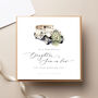 Daughter And Son In Law, White Vintage Car Wedding Card, thumbnail 1 of 3