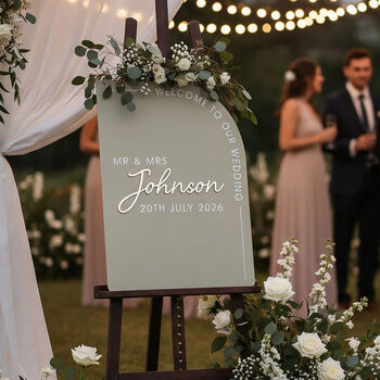 Modern Arch Welcome To Our Wedding Acrylic 3D Sign, 2 of 9