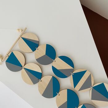 Teal And Grey Plywood Geometric Modern Wall Hanging Art, 7 of 8