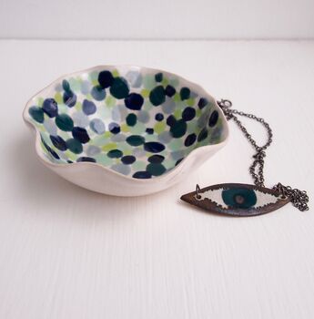 Handmade Ceramic Polka Dot Spot Ring Dish, 3 of 5