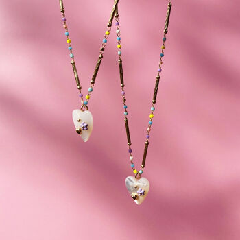 Mother Of Pearl Heart And Bright Beaded Chain Necklace, 8 of 12