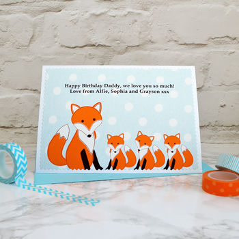 'Fox' Personalised Birthday Card From Three Children, 3 of 4