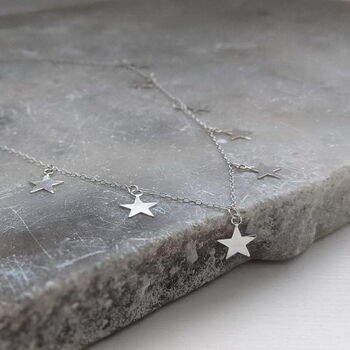 Sterling Silver Multi Star Necklace, 3 of 9