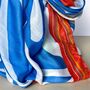 Zebra Print Scarf With Colourblock Border In Blue, thumbnail 3 of 4