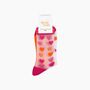 Love Hearts Combed Cotton Sheer Pop Socks In Orange/Pink, thumbnail 4 of 4