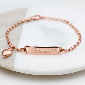 Personalised Rose Gold Plated Christening Bracelet, 2 of 5