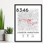 Custom London Marathon Map Route Print, Personalised Finishers Map Print Gift, thumbnail 2 of 3