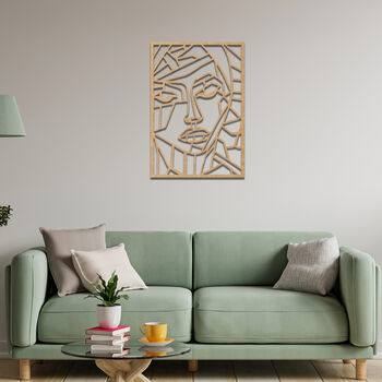 Modern Geometric Womans Face Wooden Wall Line Art Decor, 6 of 9