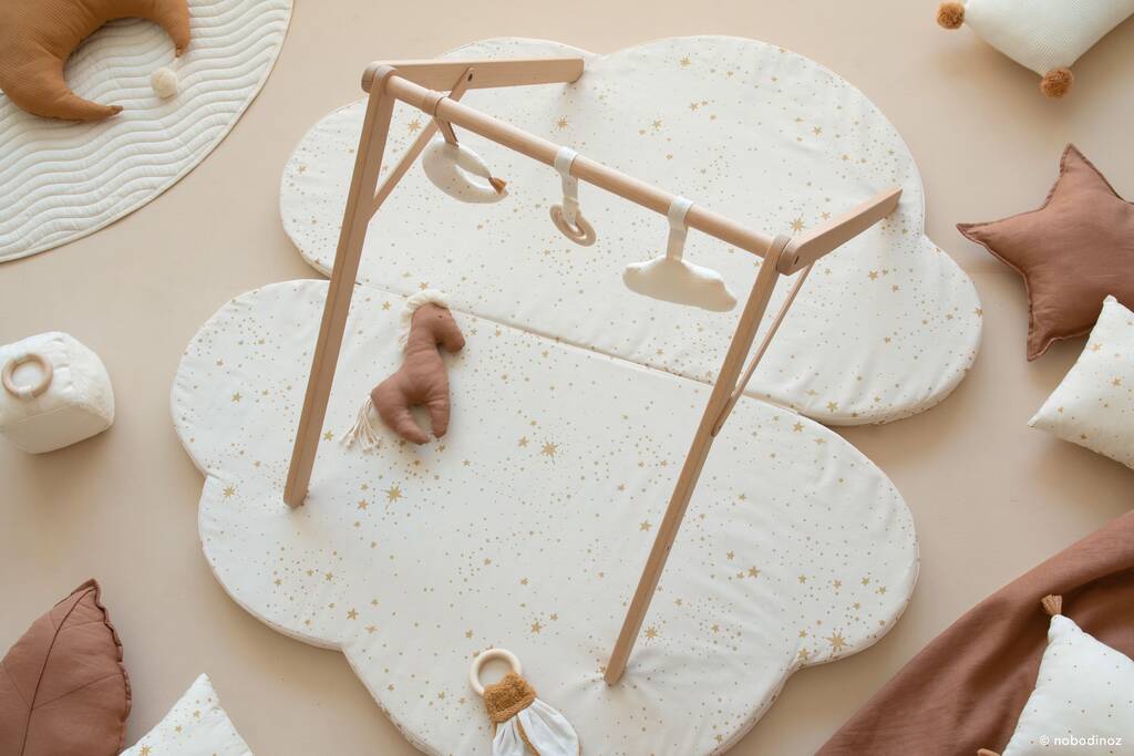 Cloud Foldable Play Mat In Natural And Gold Stella, 1 of 3