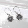 Sterling Silver Oxidised Delicate Daisy Dangly Earrings, thumbnail 4 of 6