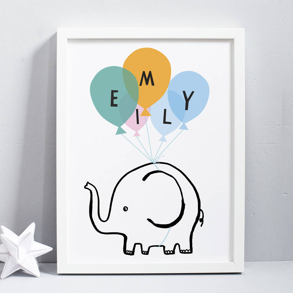 Personalised Flying Elephant Print, 1 of 5