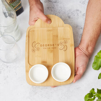Personalised Wooden Sushi Board With Dipping Pots Perfect Father's Day Gift, Great Gift For Dad Or Grandad, 5 of 5