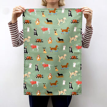 Christmas Dogs Christmas Tea Towel, 2 of 4