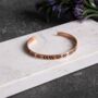 Engraved Leaf Pattern Solid Copper Cuff Bracelet, thumbnail 1 of 5