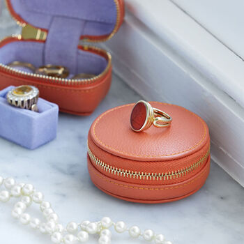 Personalised Luxury Round Leather Accessories Case, 4 of 9