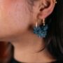 Blue Petal Floral Fabric 30mm Large Hoop Earrings, thumbnail 1 of 4