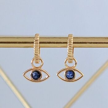 The Evil Eye Lapis Lazuli Hoop Earrings, Gold Vermeil, 4 of 6