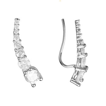 Graduated Ear Climber Pair Plated Silver, 7 of 8