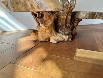 Varnished Teak Root Wooden Plant Multi Level Stand, 8 of 12