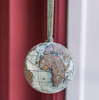 Black Silver World Map Globe Hanging Decoration, 4 of 5