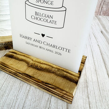Classic Personalised Wedding Cake Sign Opaque Acrylic, 5 of 6