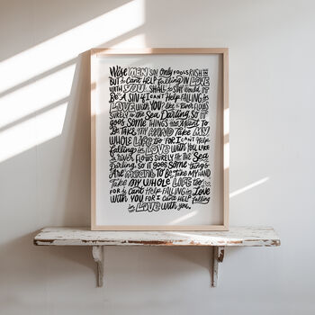 Can't Help Falling In Love Elvis, Song Lyrics Wall Art, 4 of 10