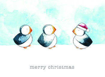 Puffins Christmas Card Pack Of Eight, 3 of 3