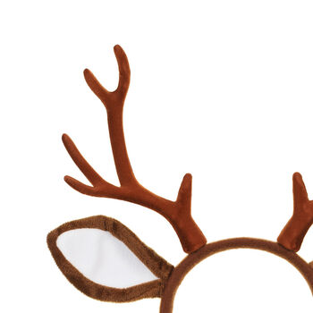 Festive Brown Reindeer Headband For Christmas Fun Child Adult, 2 of 4