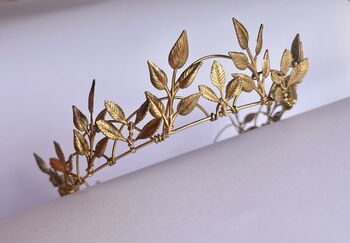 The Margot Crown Leaf Vine Mother Of Pearl Carved Shell Art Nouveau Headpiece, 4 of 12