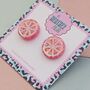 Pink Grapefruit Slice Glitter Stud Earrings, thumbnail 4 of 5