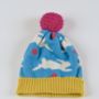 Rabbit Lambswool Knitted Bobble Hat Bright Colours, thumbnail 2 of 12