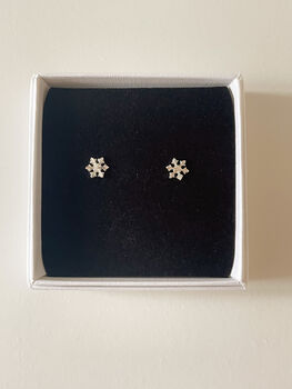 Sterling Silver Snowflake Stud Earrings, 2 of 7
