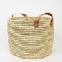Handwoven Storage Basket With Leather Handles, thumbnail 2 of 5