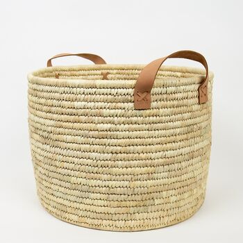 Handwoven Storage Basket With Leather Handles, 2 of 5