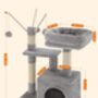 72cm Three Level Grey Cat Tree With Three Pompoms, thumbnail 2 of 8