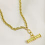 Atlas Cable Gold Plated Silver Polished T Bar Necklace, thumbnail 2 of 7