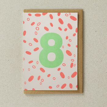 Colourful 8th Birthday Risograph Greeting Card, 2 of 2