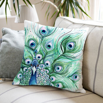 Inky Peacock Large Luxury Cushion And Inner, 2 of 4