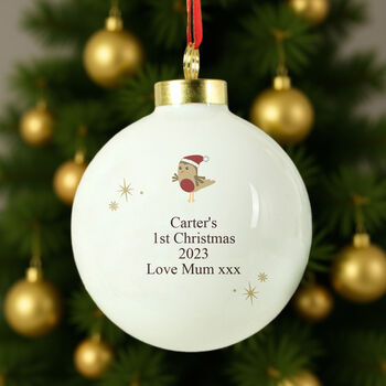 Personalised Initial Little Robin Bauble, 4 of 6