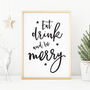 Eat Drink And Be Merry Christmas Decor Print, thumbnail 1 of 3