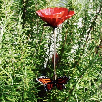 Red Poppy And Orange Butterfly Art042, 2 of 5