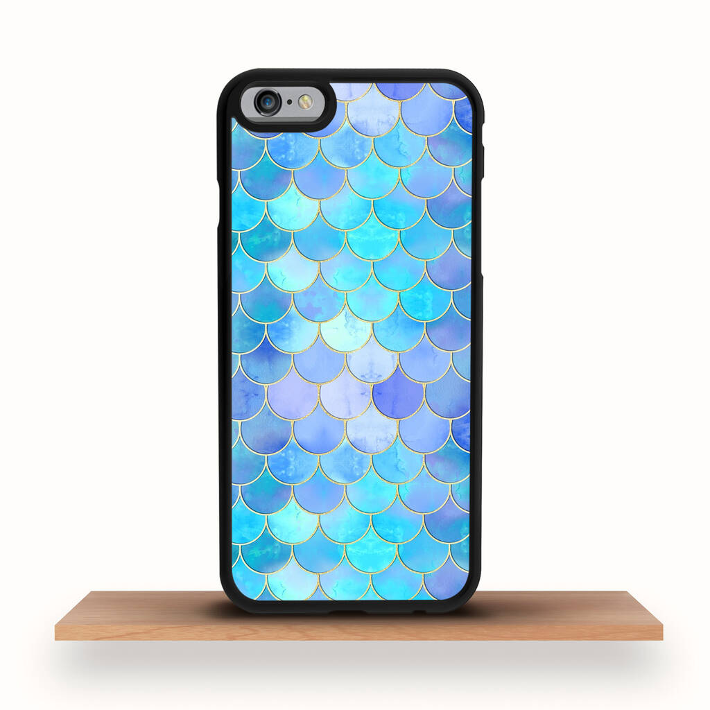 iPhone Case Blue Pearl Glitter Scales By Crank