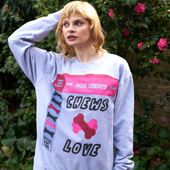Chews Love Women's Dog Slogan Sweatshirt, 2 of 5