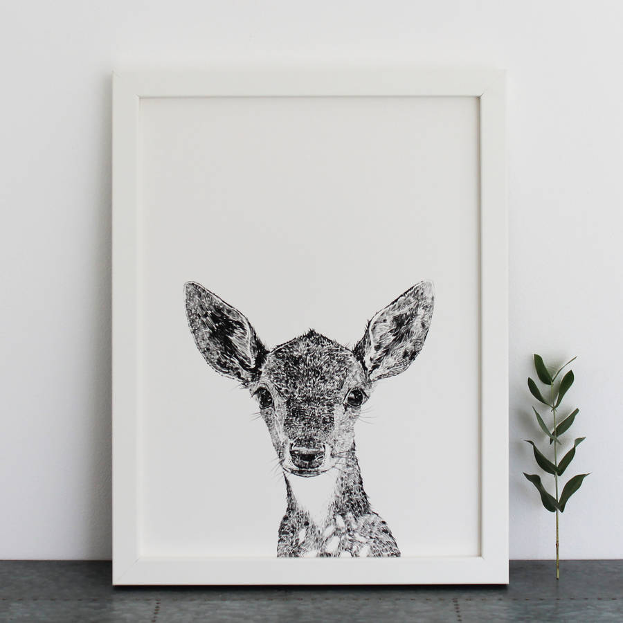 a set of four woodland animal portrait art prints by ros shiers