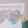 Two Custom Map Hearts Wedding Landscape Print, thumbnail 2 of 3