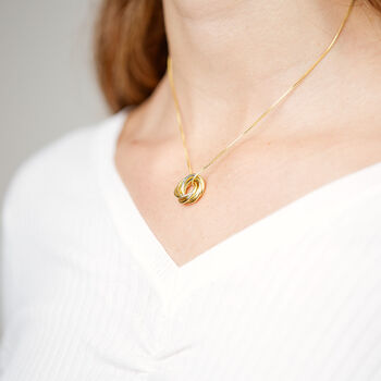 Gold Plated Knot Of Friendship Ring Necklace, 3 of 5