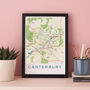 Framed And Personalised Canterbury, UK Map Print, thumbnail 1 of 2