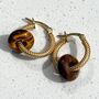 Ardith Tiger's Eye Donut Small Textured Hoop Earrings, thumbnail 1 of 3